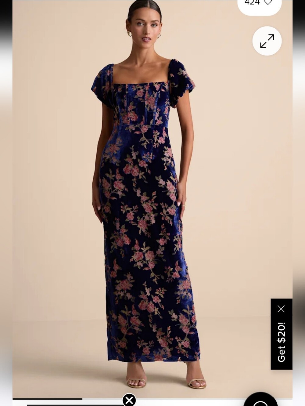 Lulus Confidently Impressive Blue Velvet Off-the-Shoulder Maxi Sz XL New